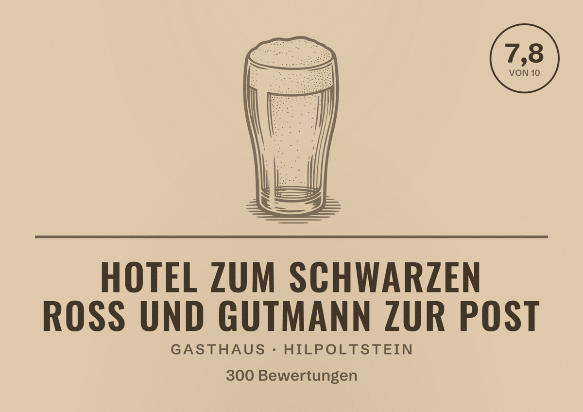 Illustriertes Poster von Hotel zum schwarzen Roß und Gutmann Zur Post, Gasthaus in Hilpoltstein: Bewertung 7,8 von 10 aus 300 Bewertungen
