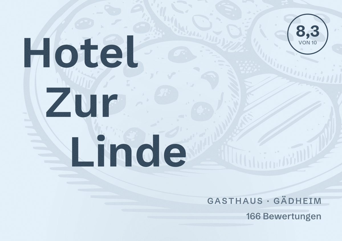 Illustriertes Poster von Hotel Zur Linde, Gasthaus in Gädheim: Bewertung 8,3 von 10 aus 166 Bewertungen