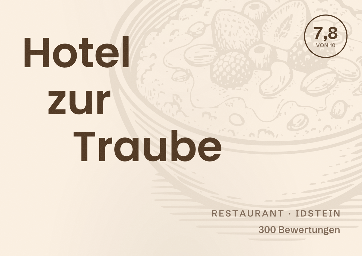 Illustriertes Poster von Hotel zur Traube, Restaurant in Idstein: Bewertung 7,8 von 10 aus 300 Bewertungen