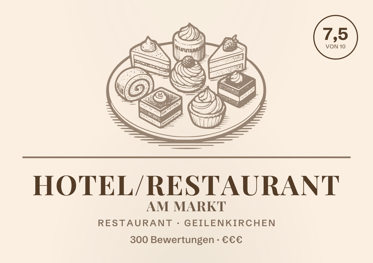 Illustriertes Poster von Hotel/Restaurant am Markt, Restaurant in Geilenkirchen: Bewertung 7,5 von 10 aus 300 Bewertungen, Preisniveau €€€