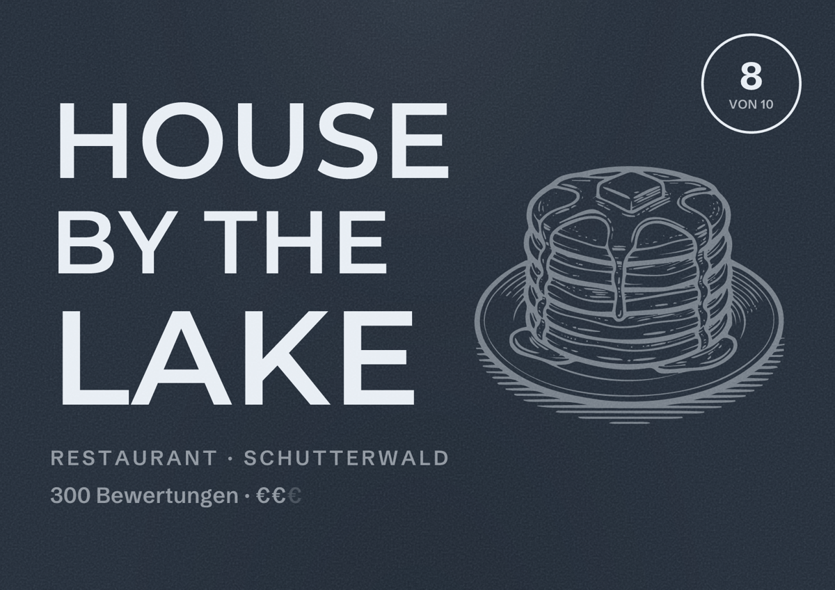 Illustriertes Poster von House by the lake, Restaurant in Schutterwald: Bewertung 8 von 10 aus 300 Bewertungen, Preisniveau €€