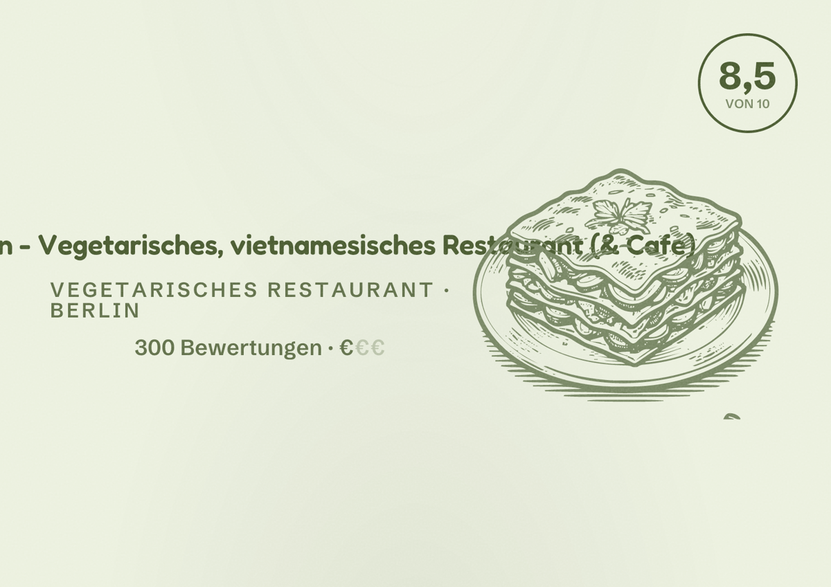 Illustriertes Poster von House of Do an - Vegetarisches, vietnamesisches Restaurant (& Cafe), Vegetarisches Restaurant in Berlin: Bewertung 8,5 von 10 aus 300 Bewertungen, Preisniveau €