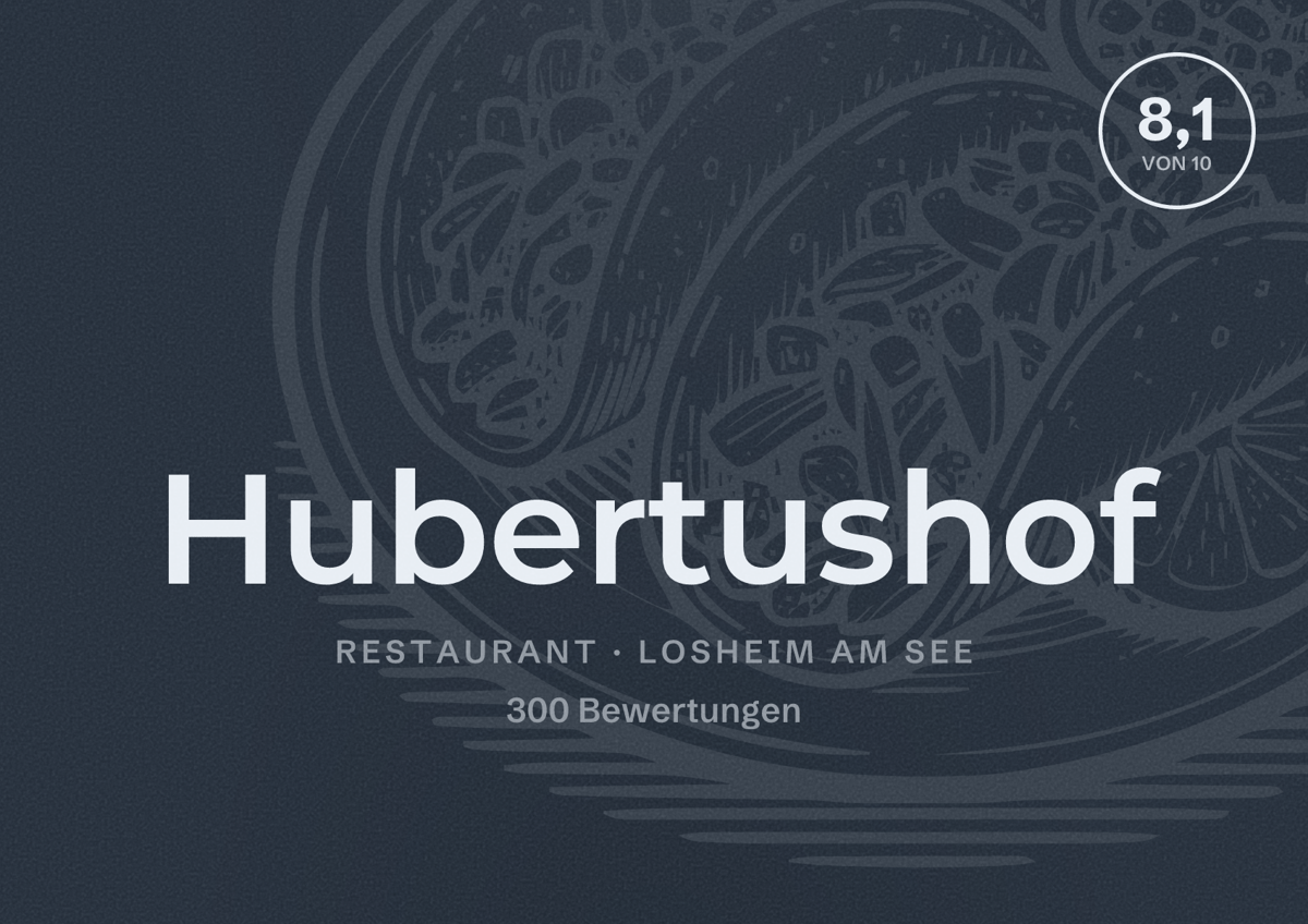 Illustriertes Poster von Hubertushof, Restaurant in Losheim am See: Bewertung 8,1 von 10 aus 300 Bewertungen