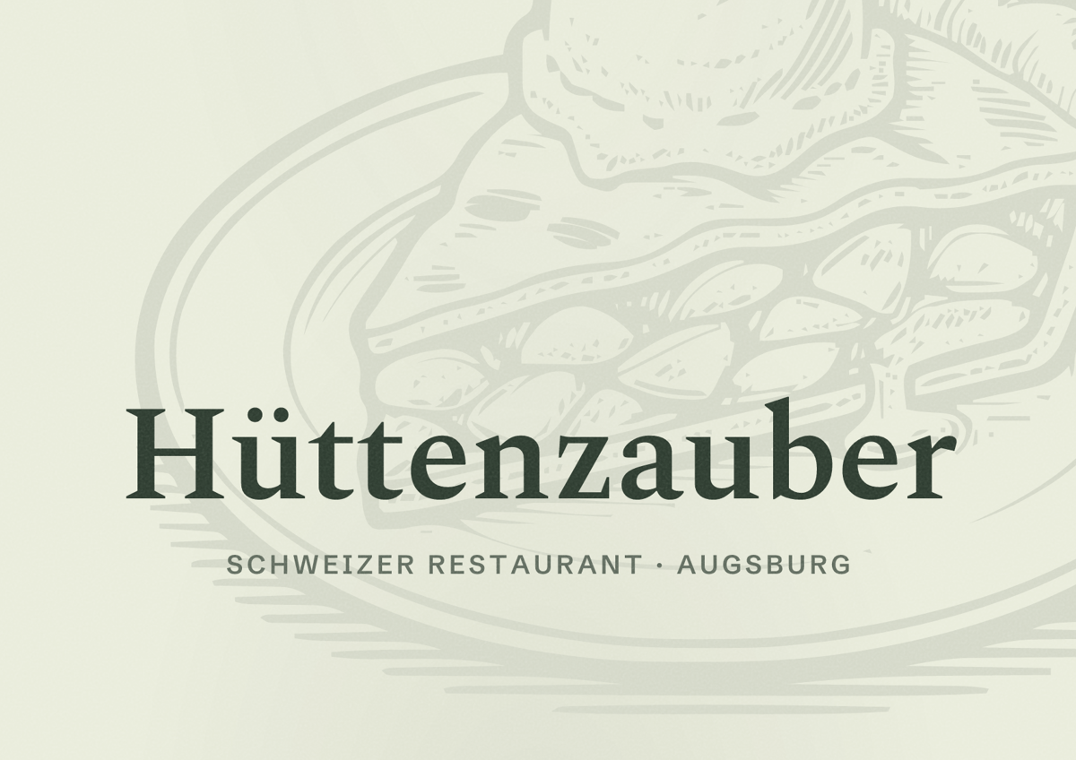 Illustriertes Poster von Hüttenzauber, Schweizer Restaurant in Augsburg