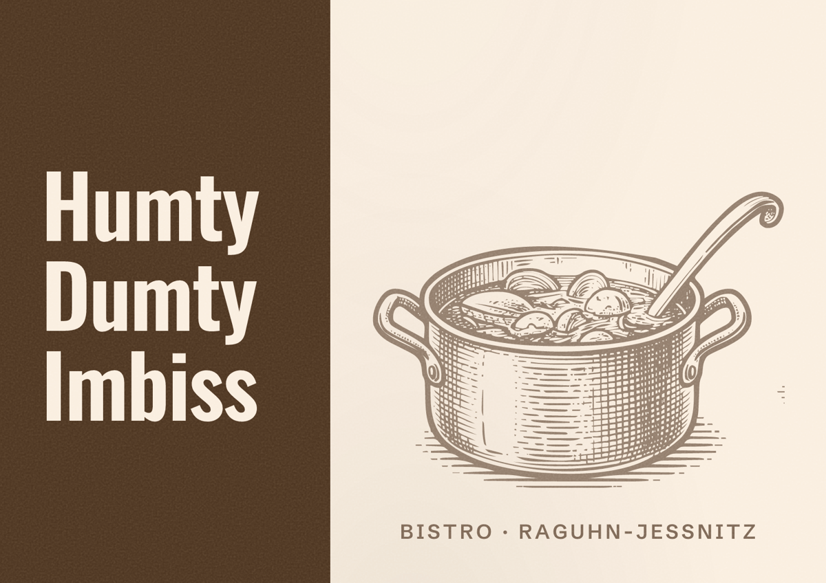 Illustriertes Poster von Humty Dumty Imbiss, Bistro in Raguhn-Jeßnitz