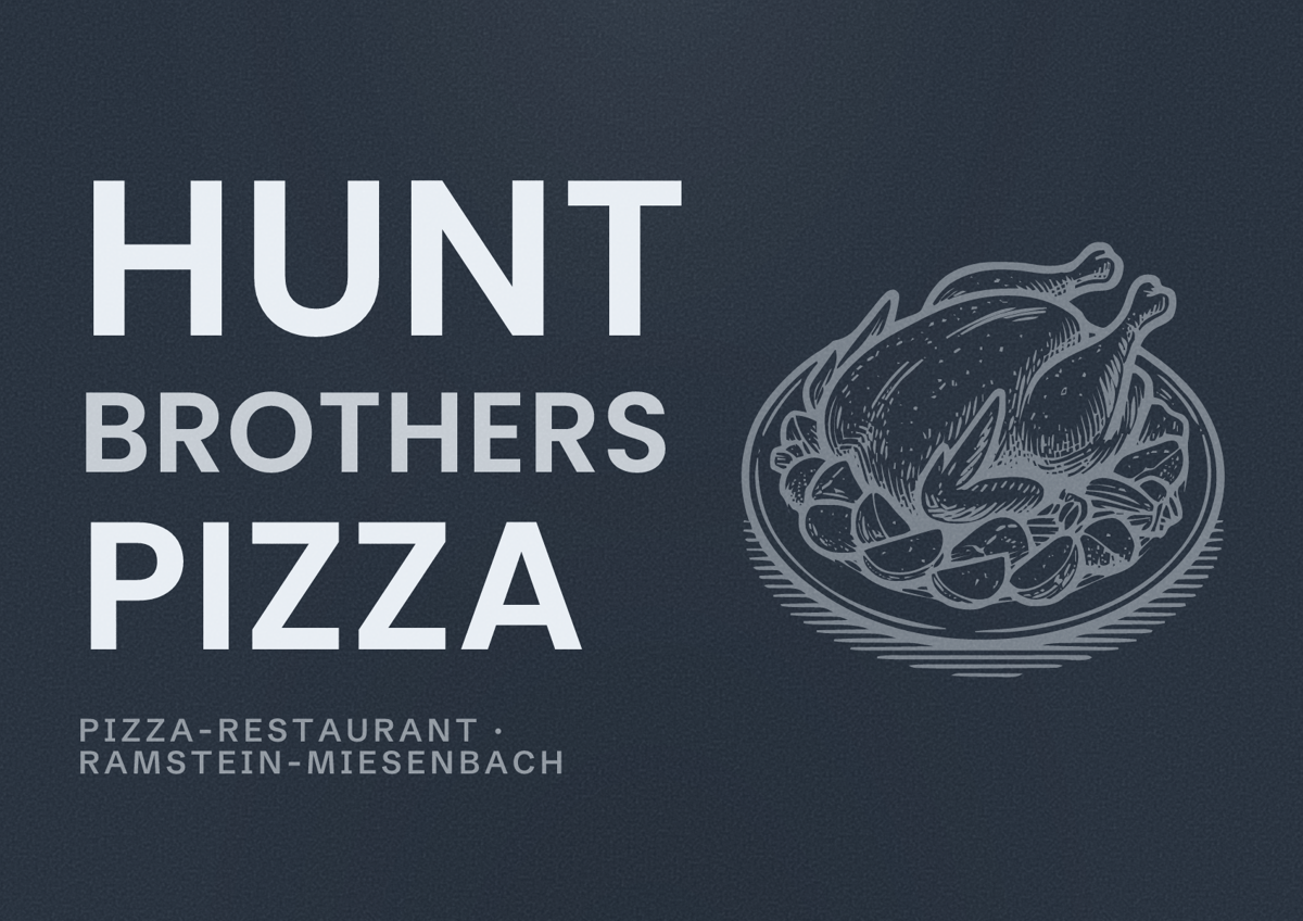 Illustriertes Poster von Hunt Brothers Pizza, Pizza-Restaurant in Ramstein-Miesenbach