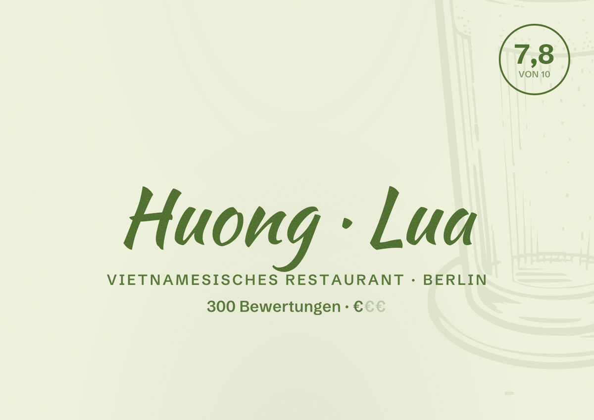 Illustriertes Poster von Huong Lua, Vietnamesisches Restaurant in Berlin: Bewertung 7,8 von 10 aus 300 Bewertungen, Preisniveau €