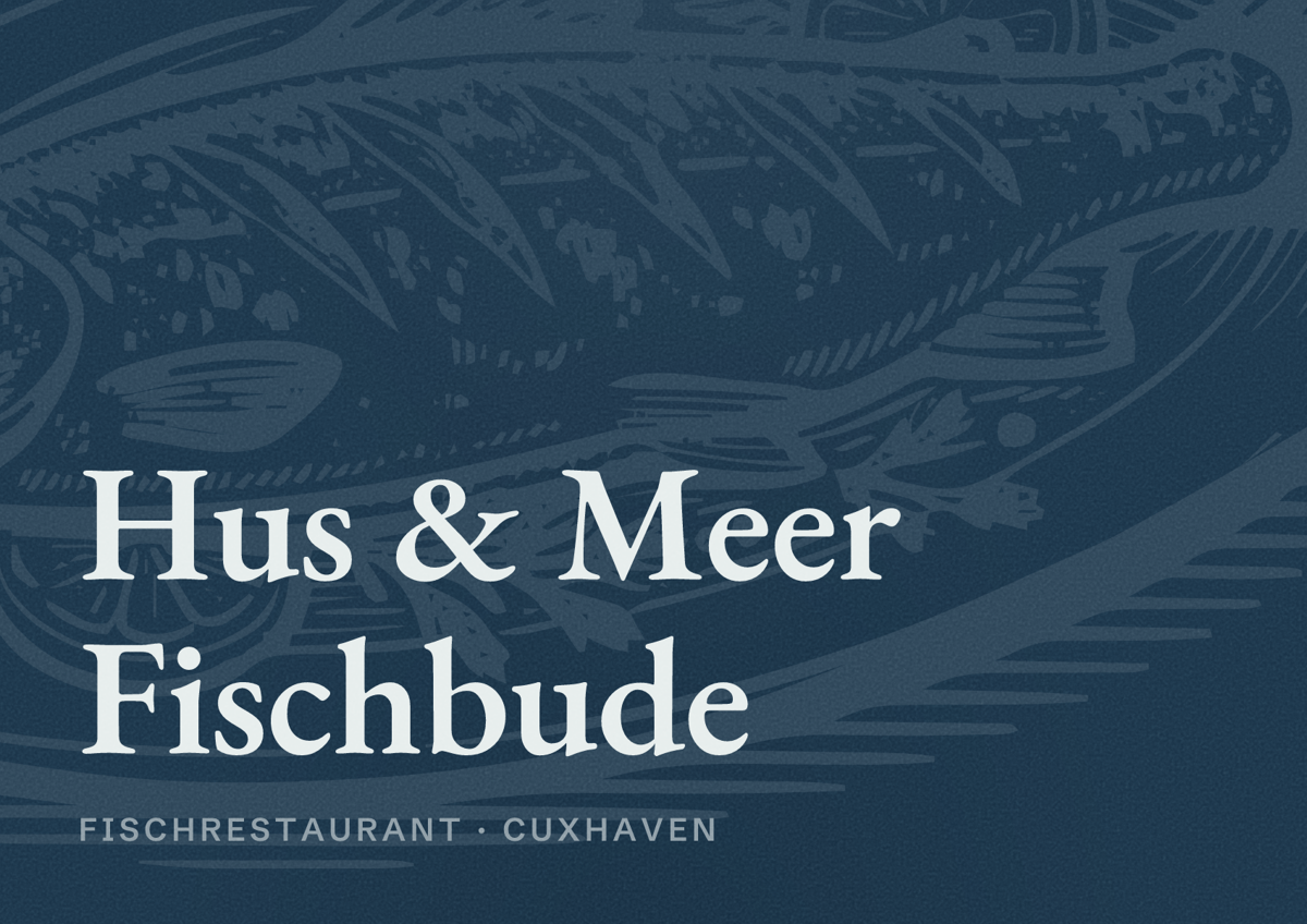 Illustriertes Poster von Hus & Meer Fischbude, Fischrestaurant in Cuxhaven