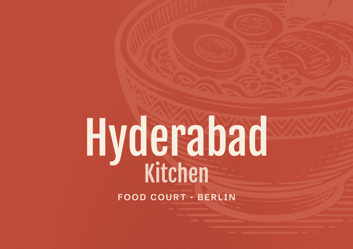 Illustriertes Poster von Hyderabad Kitchen, Food Court in Berlin