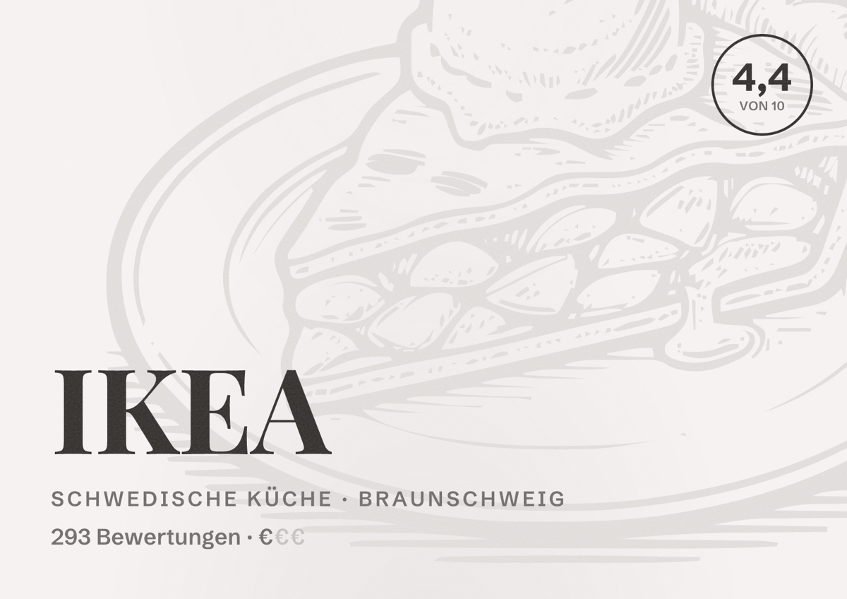 Illustriertes Poster von IKEA, Schwedische Küche in Braunschweig: Bewertung 4,4 von 10 aus 293 Bewertungen, Preisniveau €