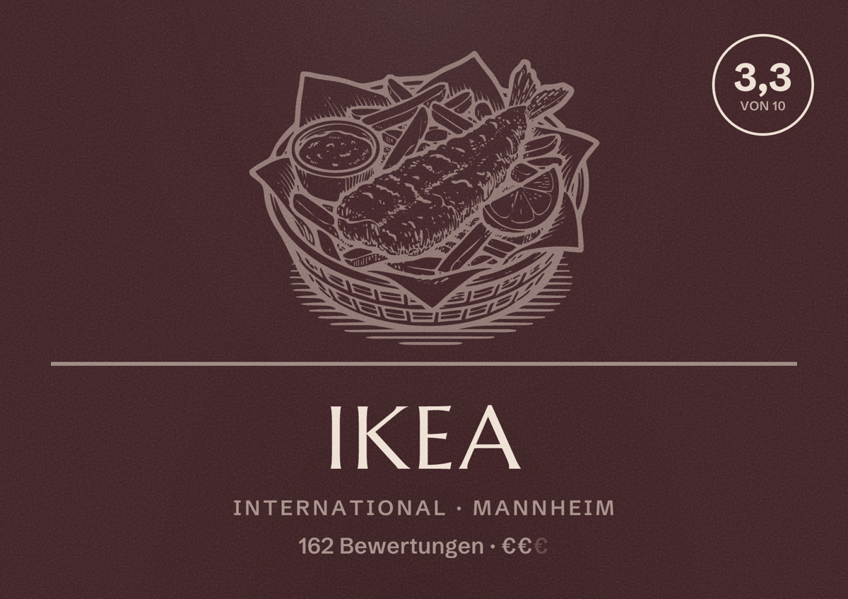 Illustriertes Poster von IKEA, International in Mannheim: Bewertung 3,3 von 10 aus 162 Bewertungen, Preisniveau €€