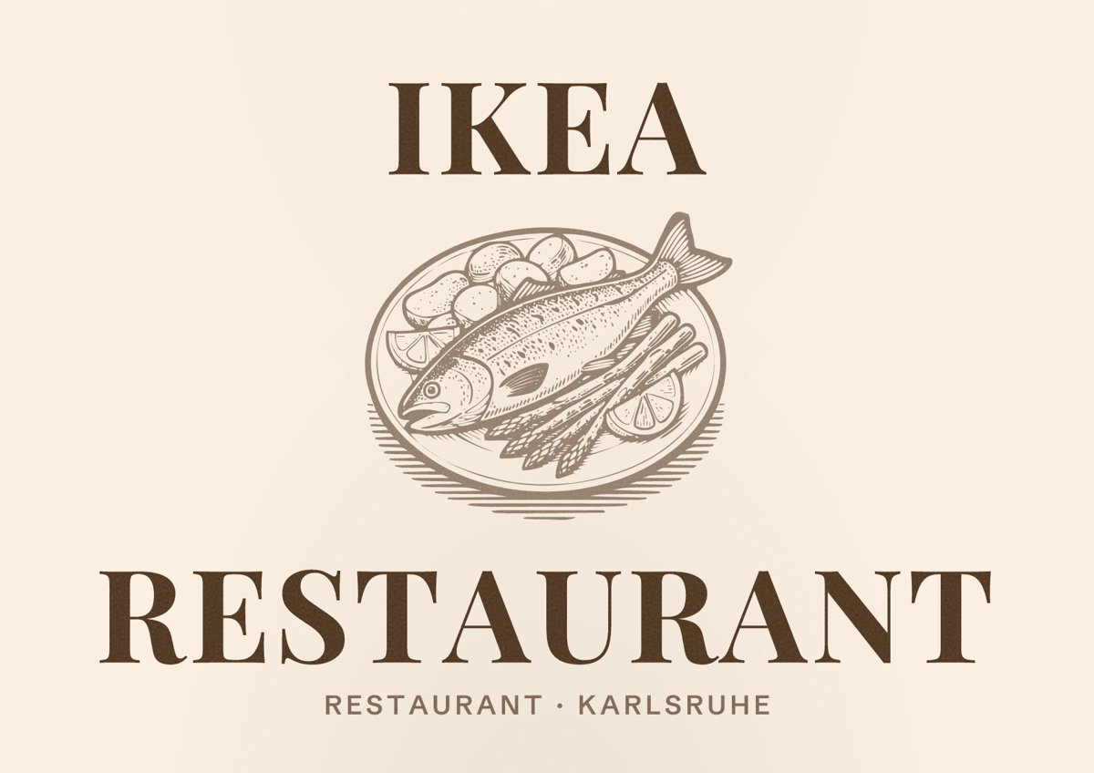 Illustriertes Poster von IKEA Restaurant, Restaurant in Karlsruhe