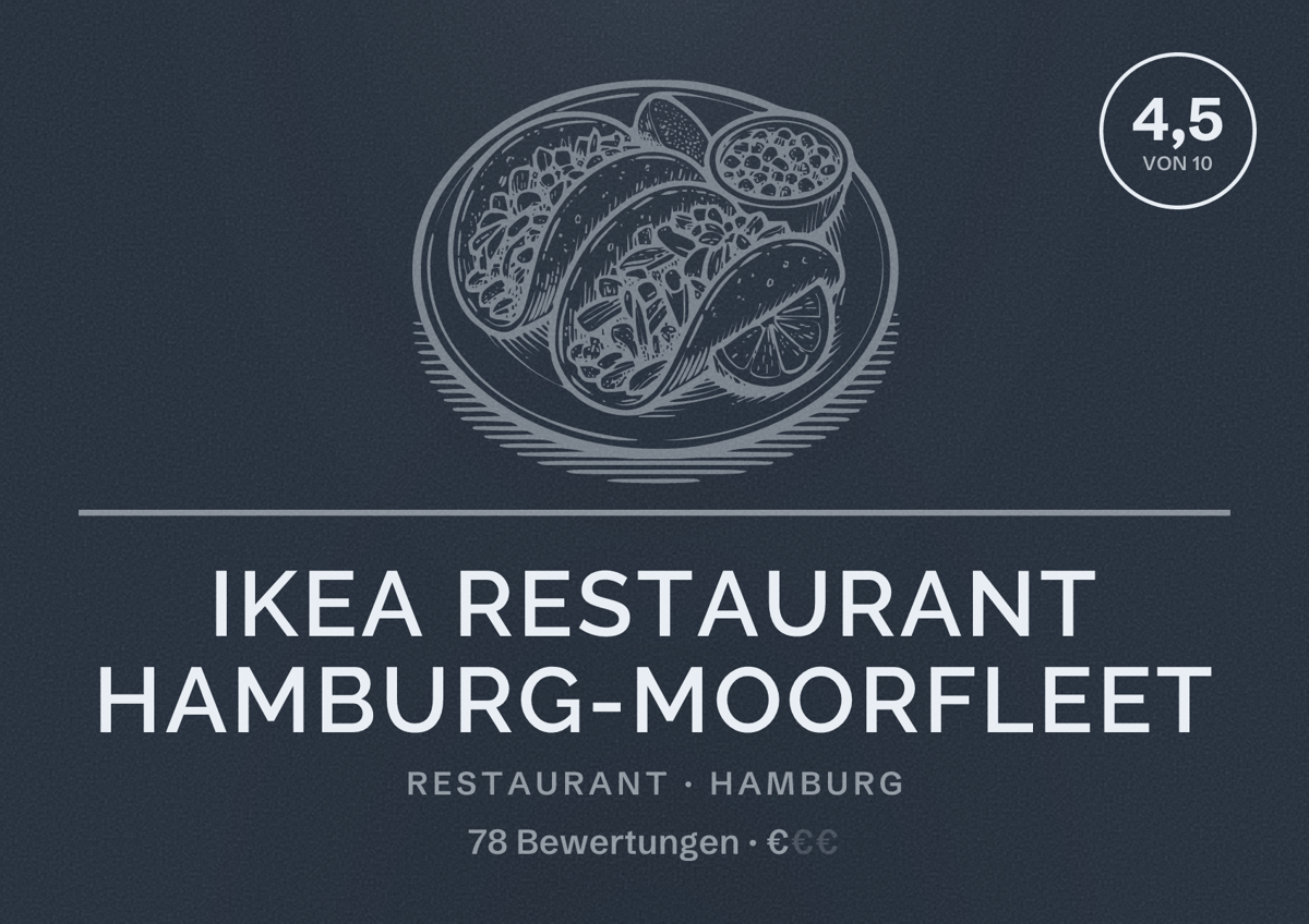 Illustriertes Poster von IKEA Restaurant Hamburg-Moorfleet, Restaurant in Hamburg: Bewertung 4,5 von 10 aus 78 Bewertungen, Preisniveau €