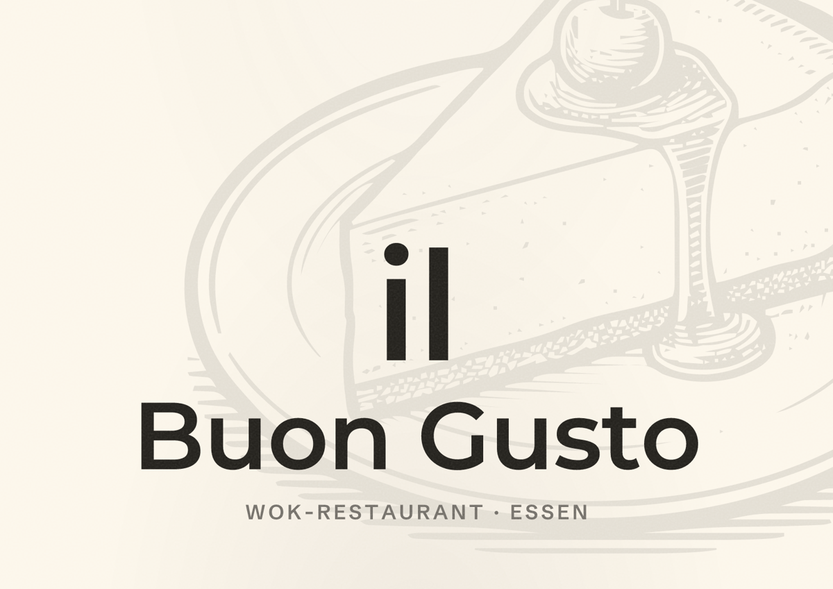 Illustriertes Poster von il Buon Gusto, Wok-Restaurant in Essen