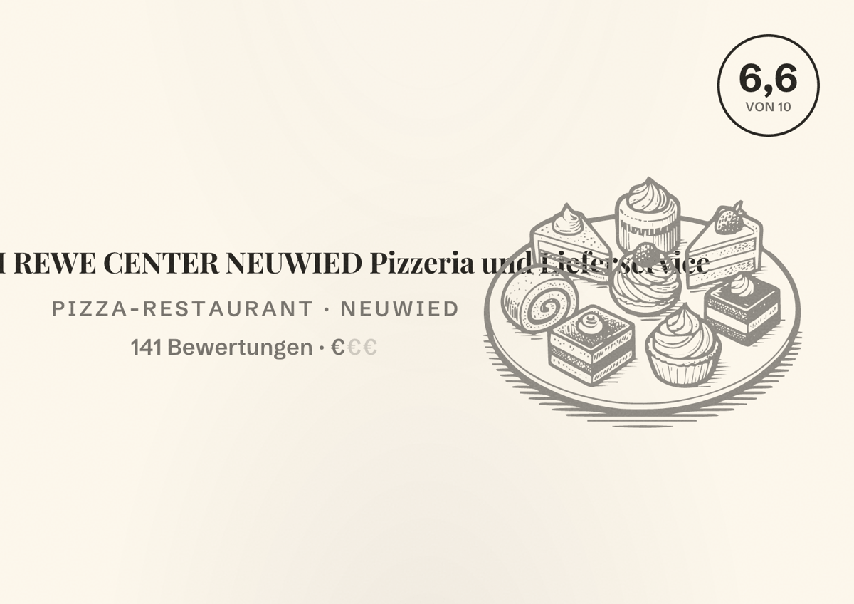 Illustriertes Poster von IL FORNO IM REWE CENTER NEUWIED Pizzeria und Lieferservice, Pizza-Restaurant in Neuwied: Bewertung 6,6 von 10 aus 141 Bewertungen, Preisniveau €