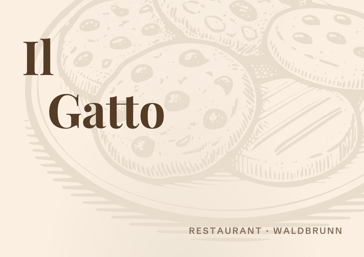 Illustriertes Poster von Il Gatto, Restaurant in Waldbrunn