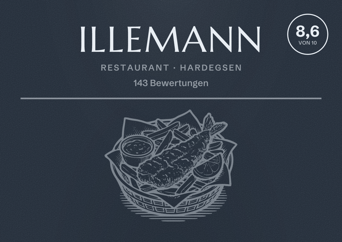 Illustriertes Poster von Illemann, Restaurant in Hardegsen: Bewertung 8,6 von 10 aus 143 Bewertungen