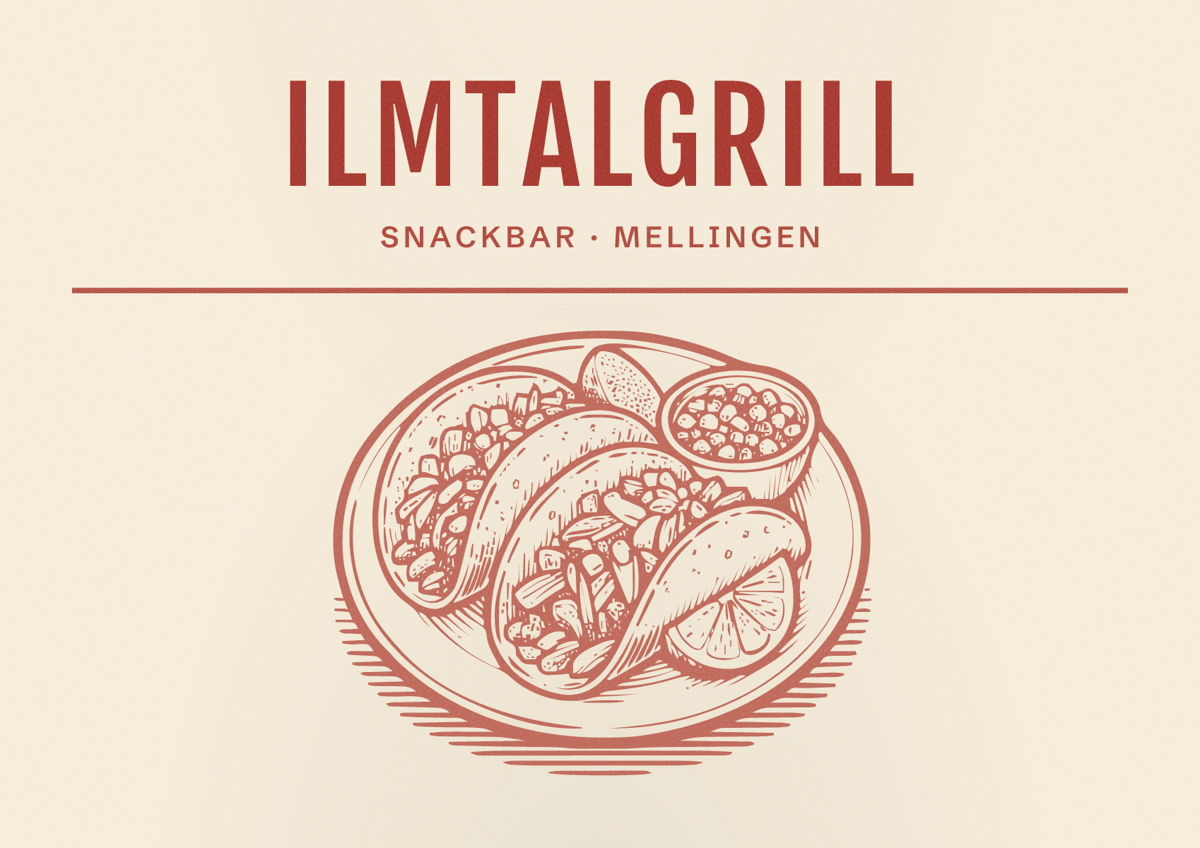 Illustriertes Poster von Ilmtalgrill, Snackbar in Mellingen
