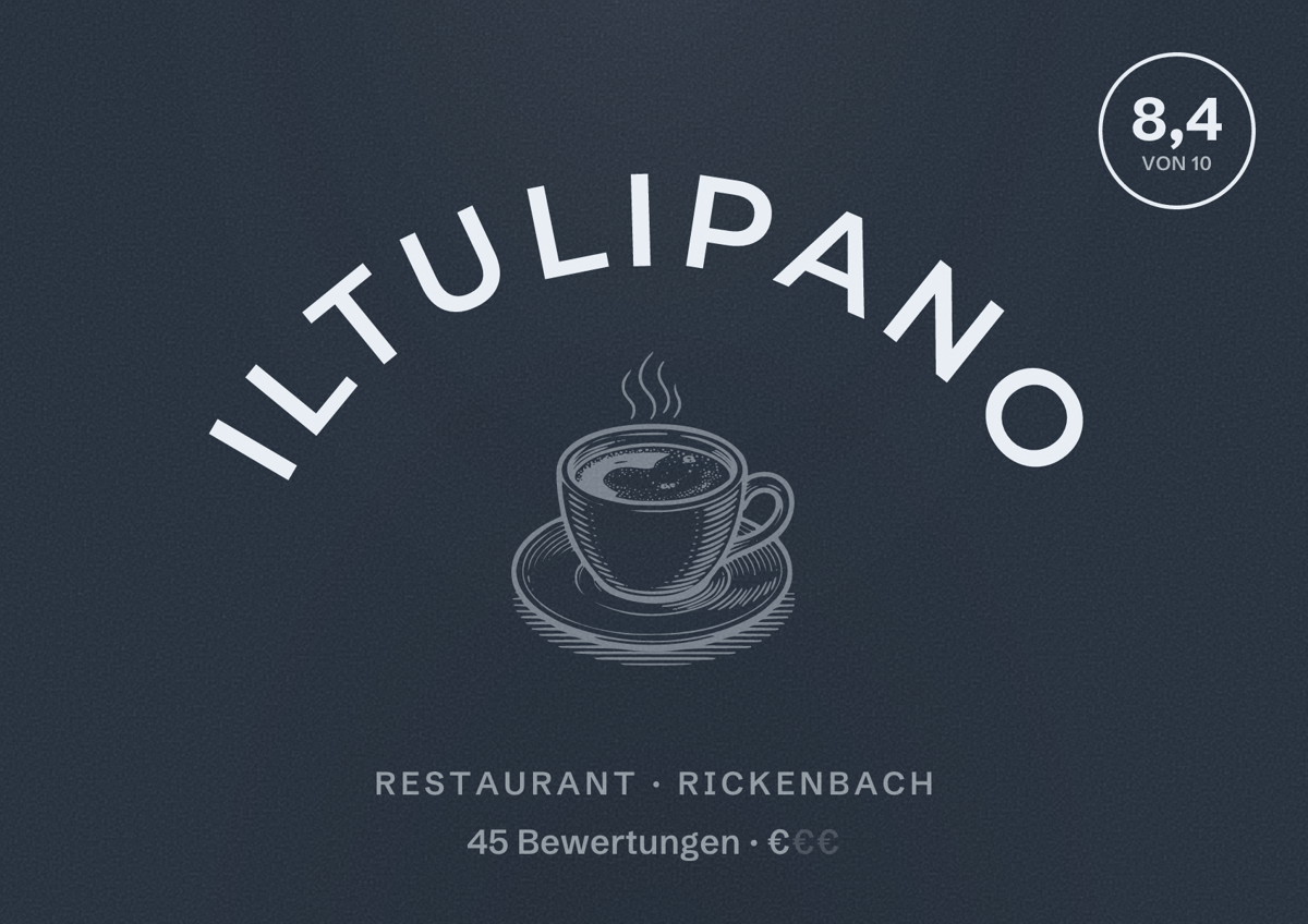 Illustriertes Poster von IlTulipano, Restaurant in Rickenbach: Bewertung 8,4 von 10 aus 45 Bewertungen, Preisniveau €