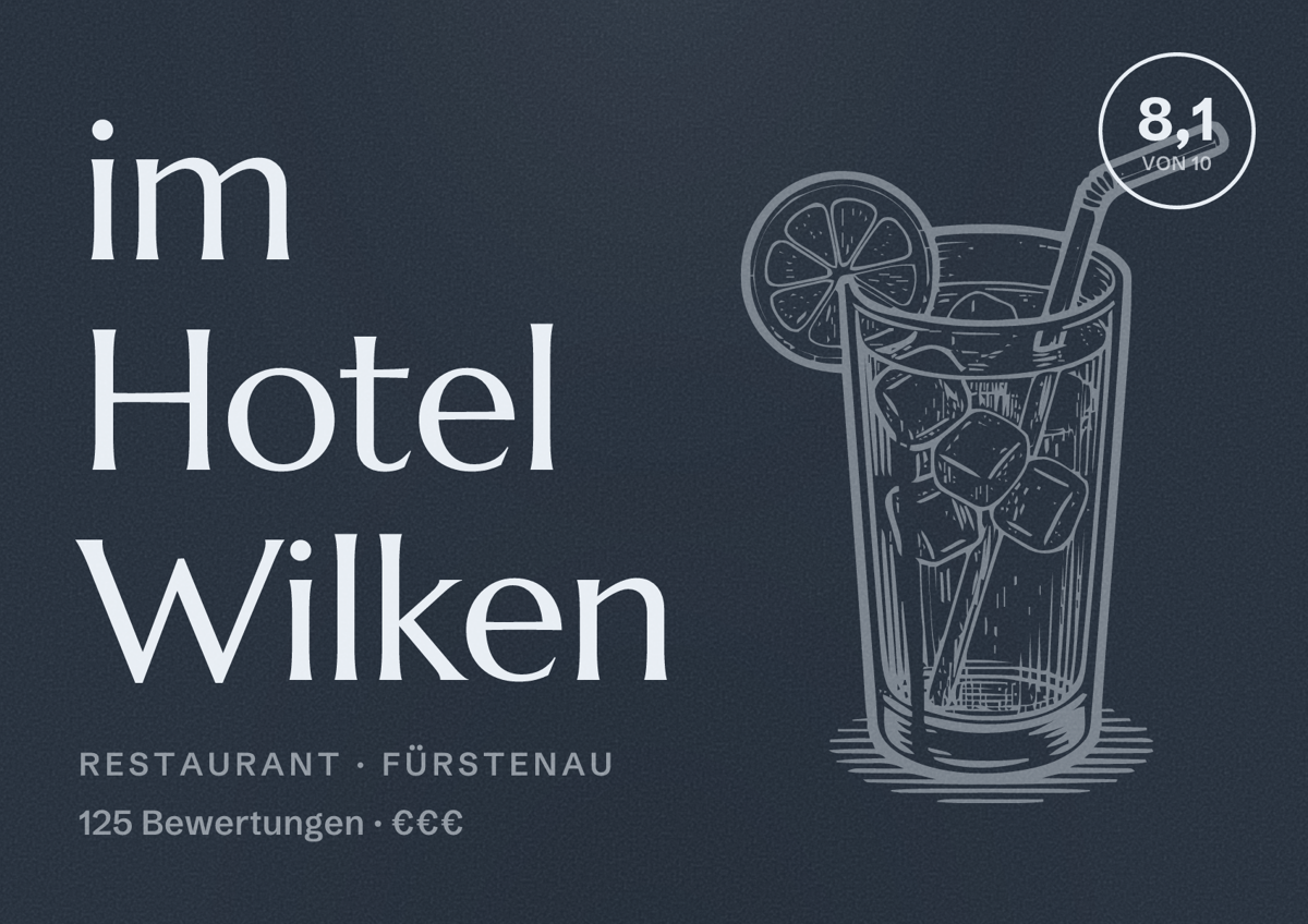 Illustriertes Poster von im Hotel Wilken, Restaurant in Fürstenau: Bewertung 8,1 von 10 aus 125 Bewertungen, Preisniveau €€€