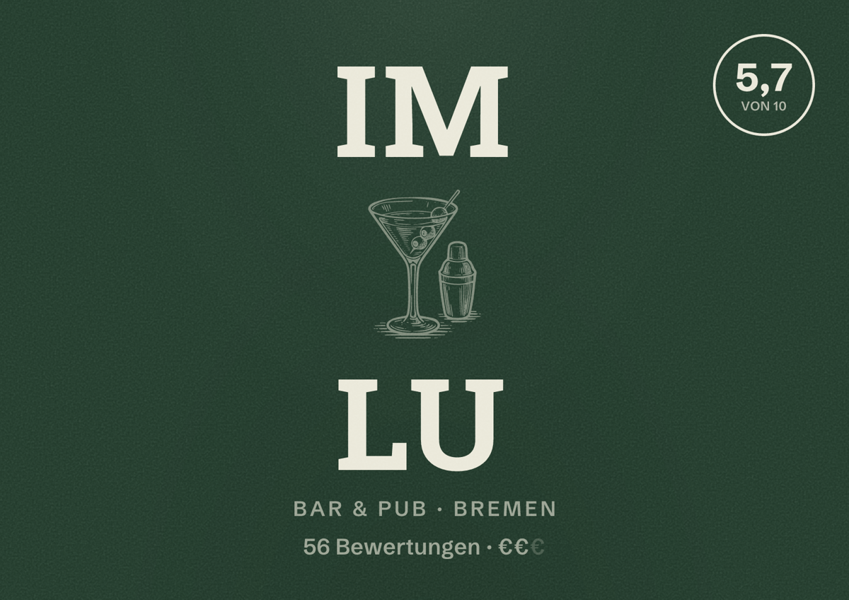 Illustriertes Poster von Im Lu, Bar & Pub in Bremen: Bewertung 5,7 von 10 aus 56 Bewertungen, Preisniveau €€