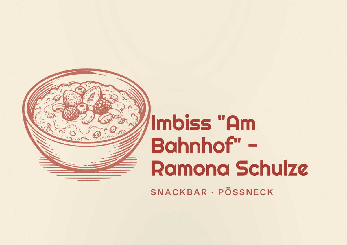 Illustriertes Poster von Imbiss "Am Bahnhof" - Ramona Schulze, Snackbar in Pößneck