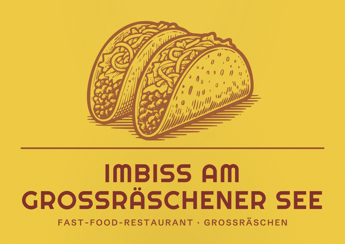 Illustriertes Poster von Imbiss am Großräschener See, Fast-Food-Restaurant in Großräschen