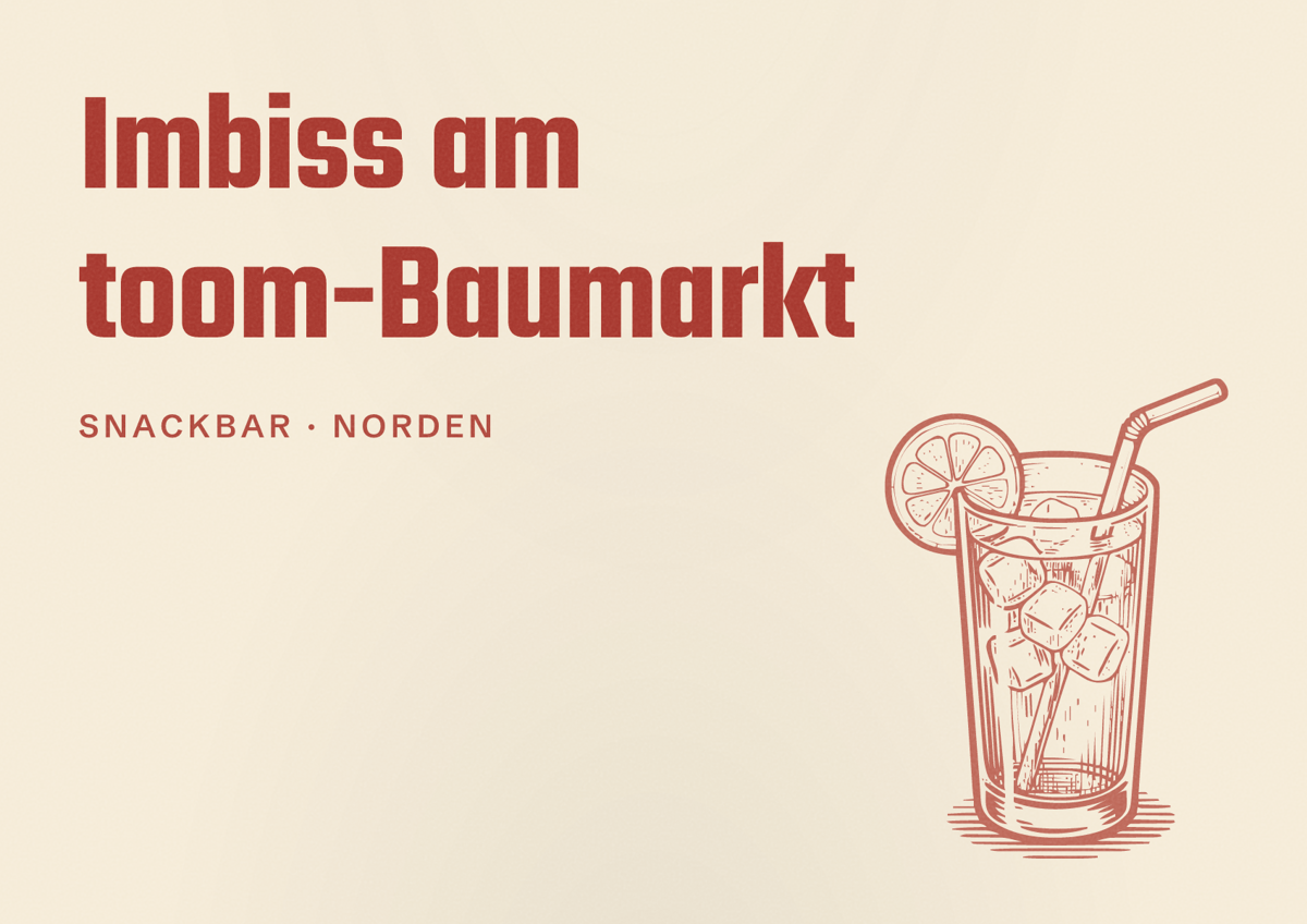 Illustriertes Poster von Imbiss am toom-Baumarkt, Snackbar in Norden