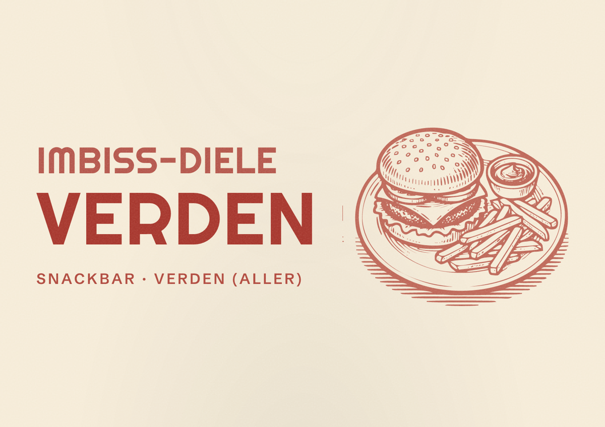 Illustriertes Poster von Imbiss-Diele Verden, Snackbar in Verden (Aller)