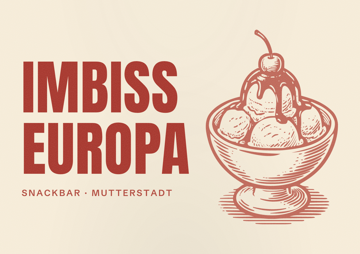 Illustriertes Poster von Imbiss Europa, Snackbar in Mutterstadt