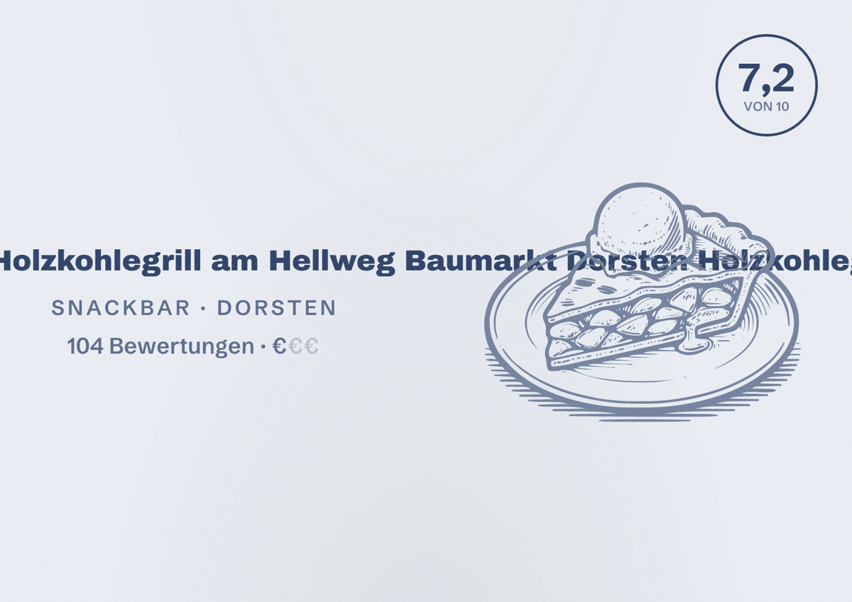 Illustriertes Poster von Imbiss Grillmeister der Holzkohlegrill am Hellweg Baumarkt Dorsten Holzkohlegrill, Snackbar in Dorsten: Bewertung 7,2 von 10 aus 104 Bewertungen, Preisniveau €