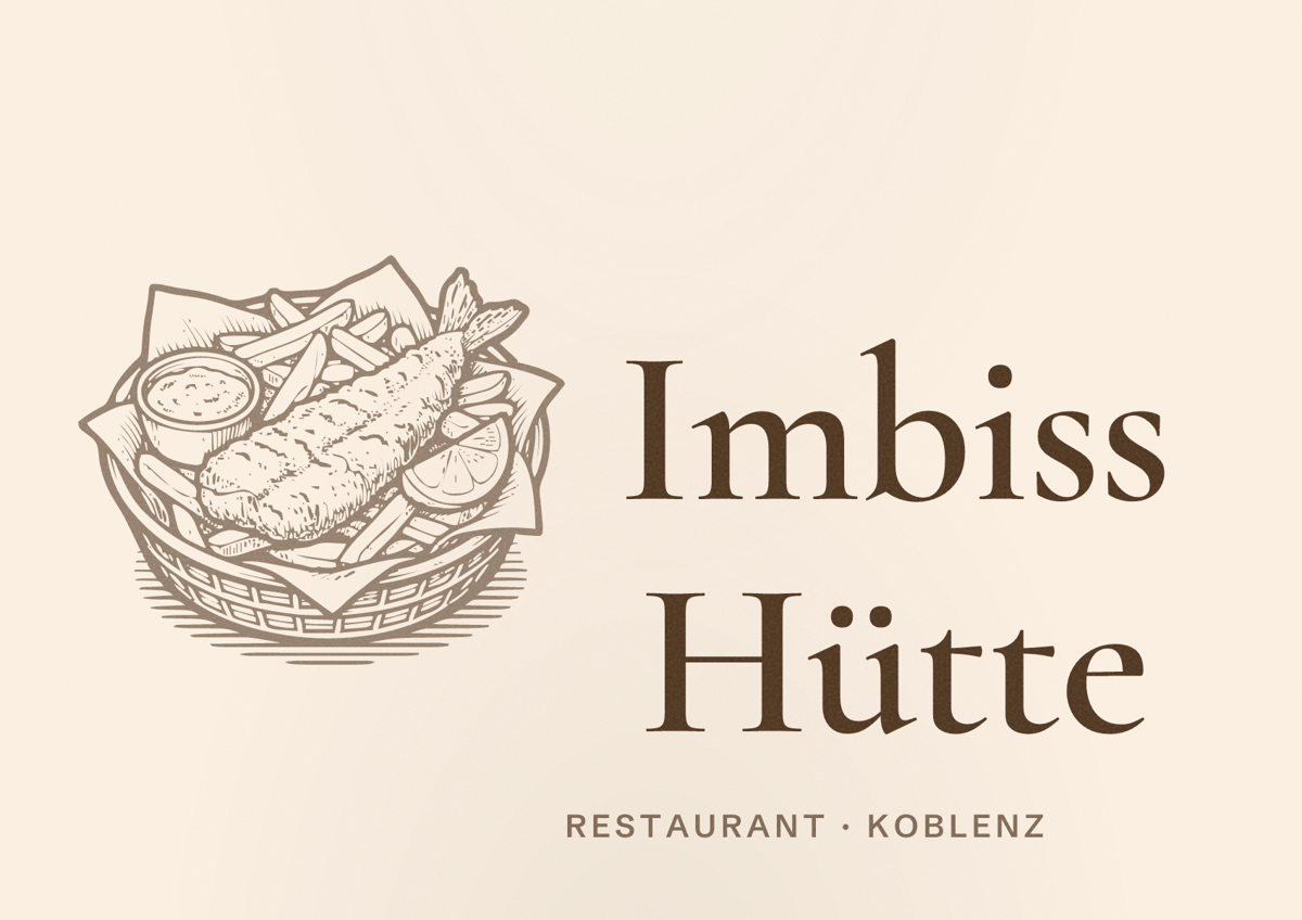 Illustriertes Poster von Imbiss Hütte, Restaurant in Koblenz