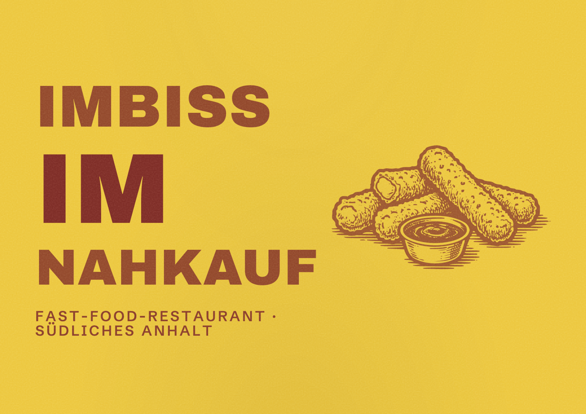 Illustriertes Poster von Imbiss im Nahkauf, Fast-Food-Restaurant in Südliches Anhalt