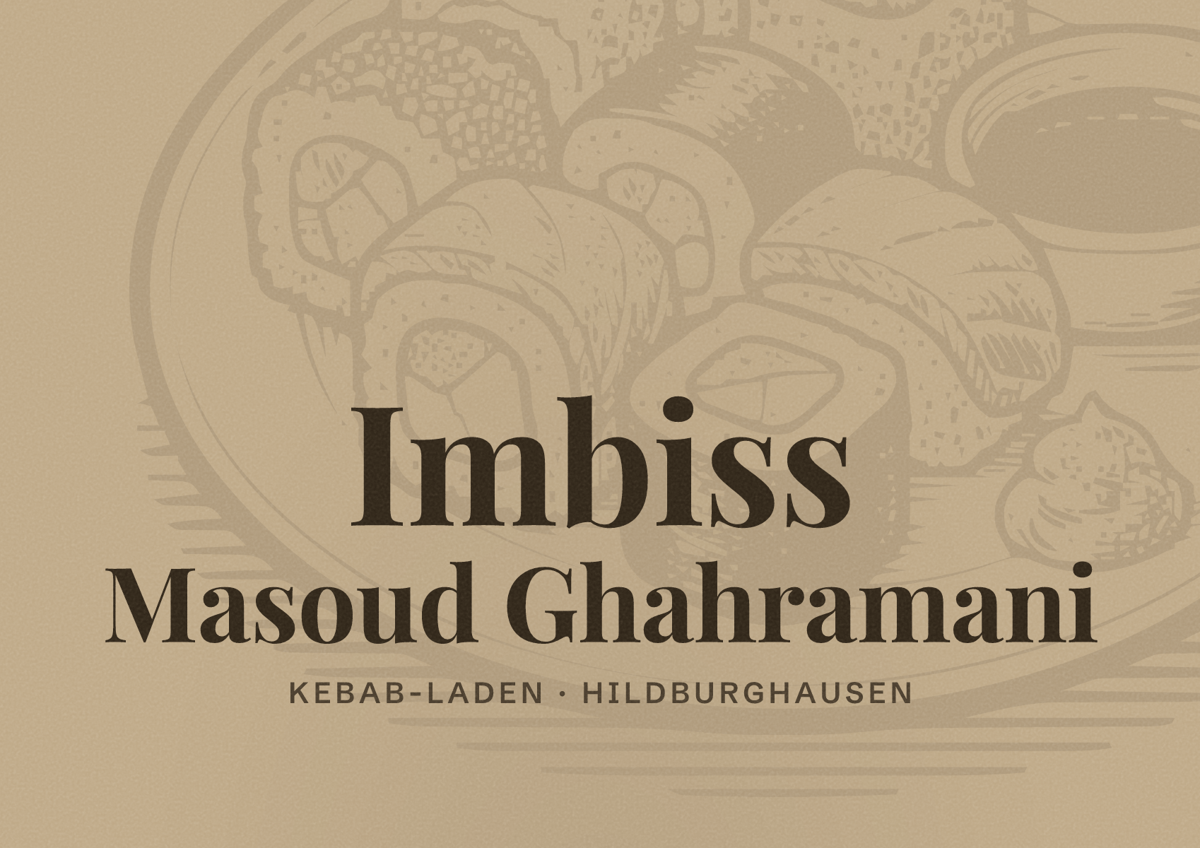 Illustriertes Poster von Imbiss Masoud Ghahramani, Kebab-Laden in Hildburghausen