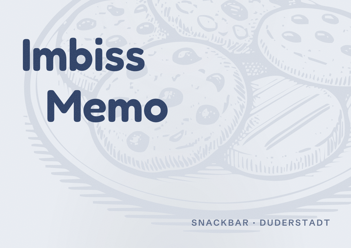 Illustriertes Poster von Imbiss Memo, Snackbar in Duderstadt