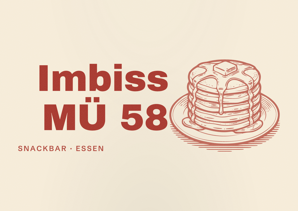 Illustriertes Poster von Imbiss MÜ 58, Snackbar in Essen