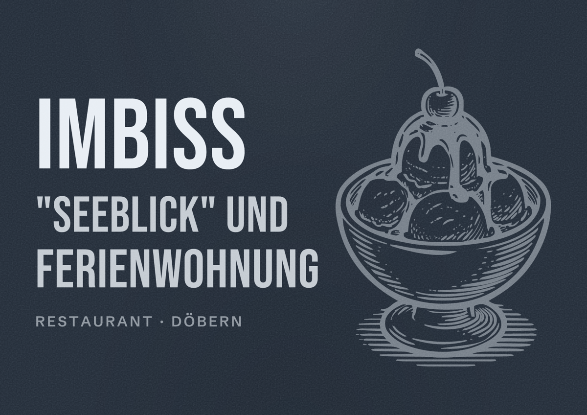 Illustriertes Poster von Imbiss "Seeblick" und Ferienwohnung, Restaurant in Döbern