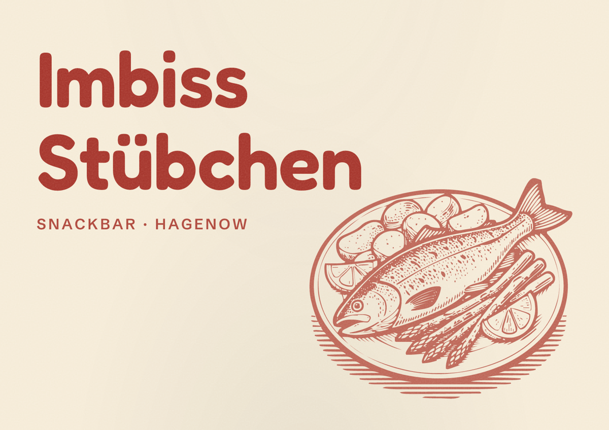 Illustriertes Poster von Imbiss Stübchen, Snackbar in Hagenow