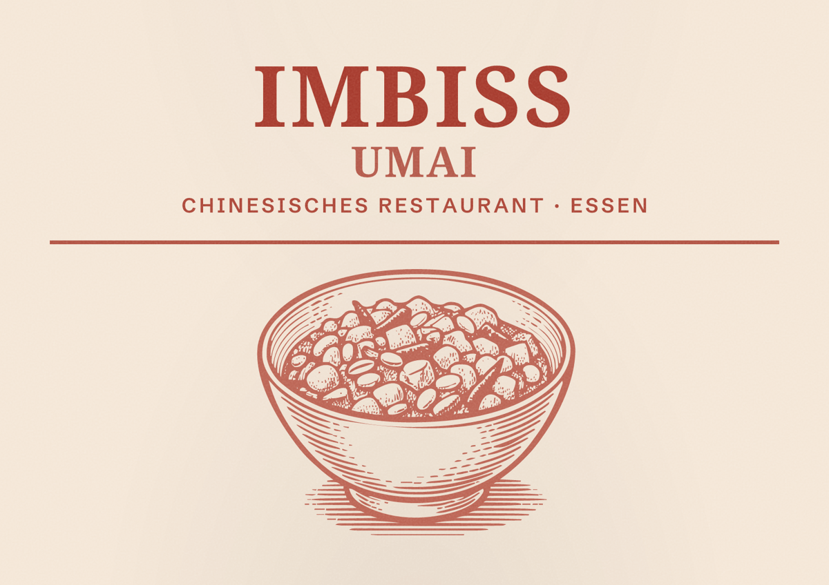 Illustriertes Poster von Imbiss UMAI, Chinesisches Restaurant in Essen