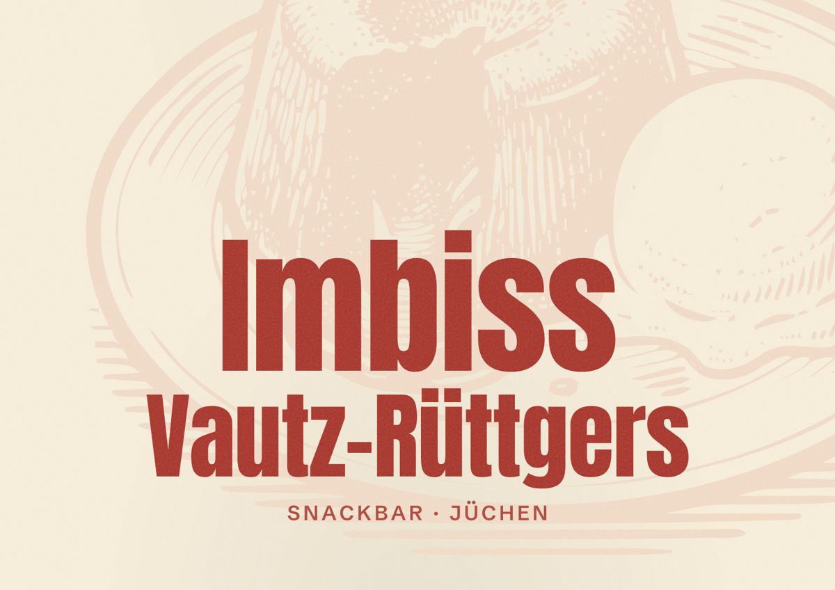 Illustriertes Poster von Imbiss Vautz-Rüttgers, Snackbar in Jüchen