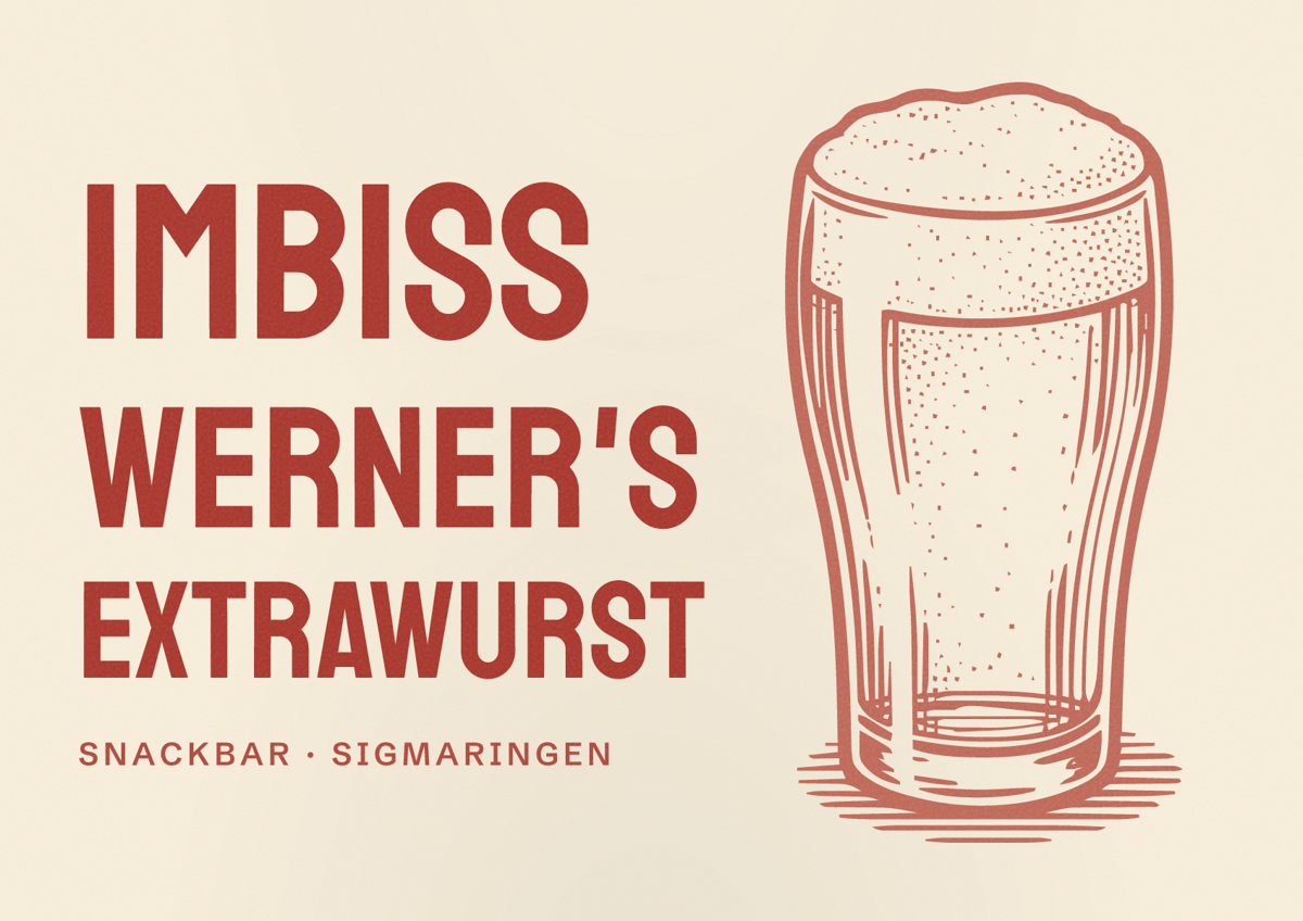Illustriertes Poster von Imbiss Werner's Extrawurst, Snackbar in Sigmaringen