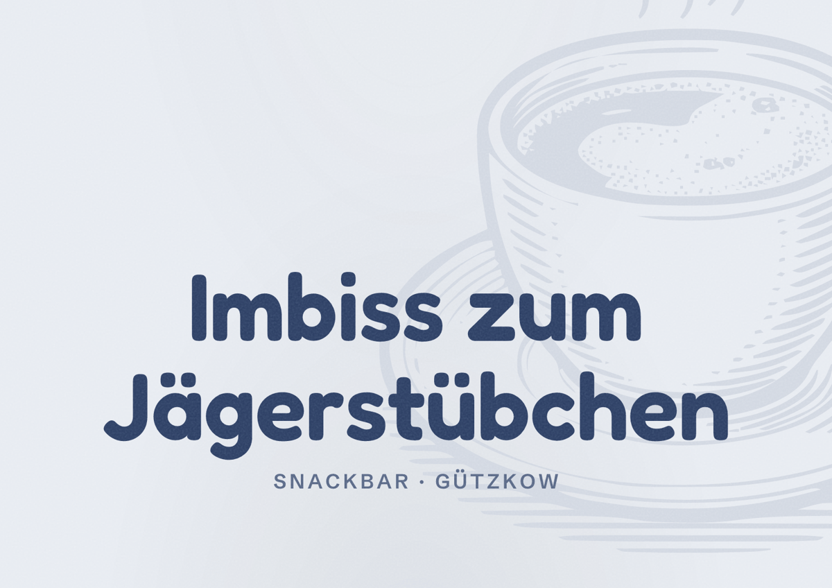 Illustriertes Poster von Imbiss zum Jägerstübchen, Snackbar in Gützkow