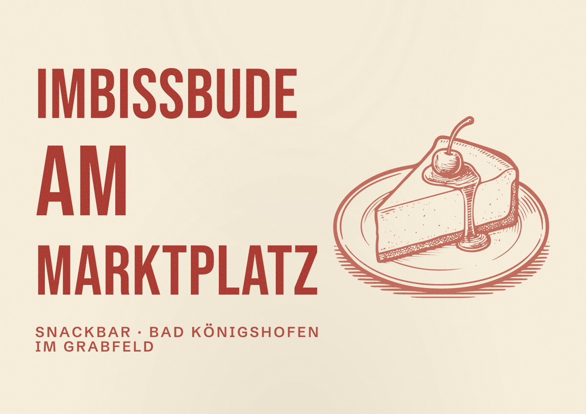 Illustriertes Poster von Imbissbude am Marktplatz, Snackbar in Bad Königshofen im Grabfeld
