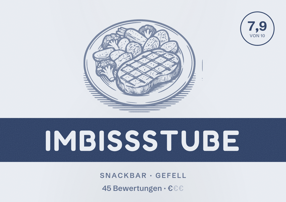 Illustriertes Poster von Imbissstube, Snackbar in Gefell: Bewertung 7,9 von 10 aus 45 Bewertungen, Preisniveau €