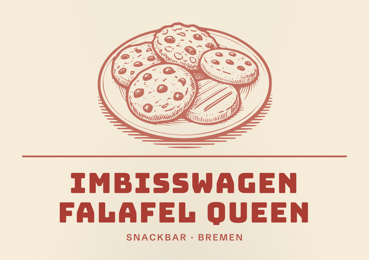 Illustriertes Poster von Imbisswagen Falafel Queen, Snackbar in Bremen