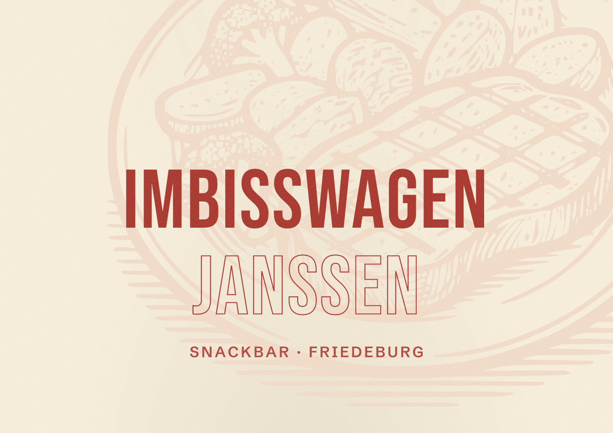 Illustriertes Poster von Imbisswagen Janßen, Snackbar in Friedeburg