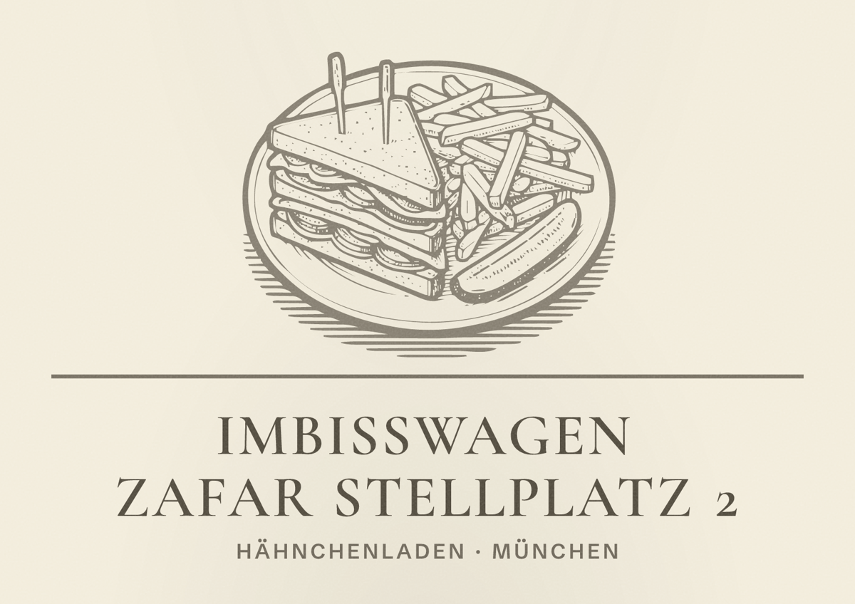 Illustriertes Poster von Imbisswagen Zafar Stellplatz 2, Hähnchenladen in München