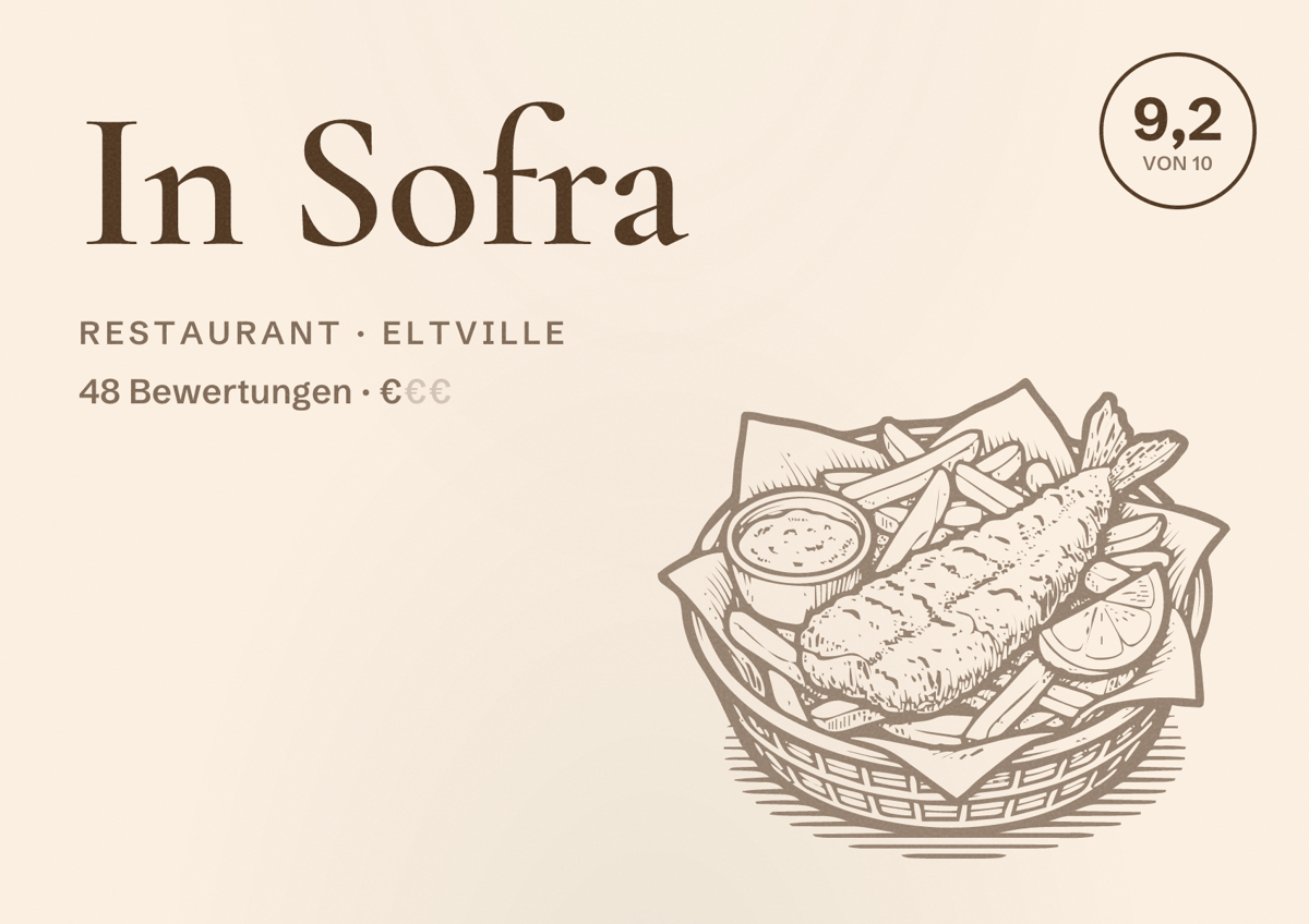 Illustriertes Poster von In Sofra, Restaurant in Eltville: Bewertung 9,2 von 10 aus 48 Bewertungen, Preisniveau €