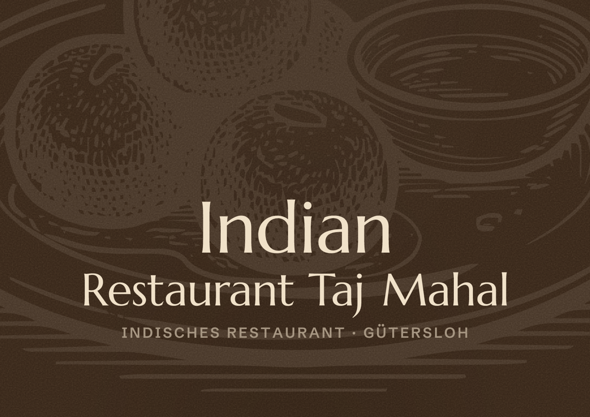 Illustriertes Poster von Indian Restaurant Taj Mahal, Indisches Restaurant in Gütersloh