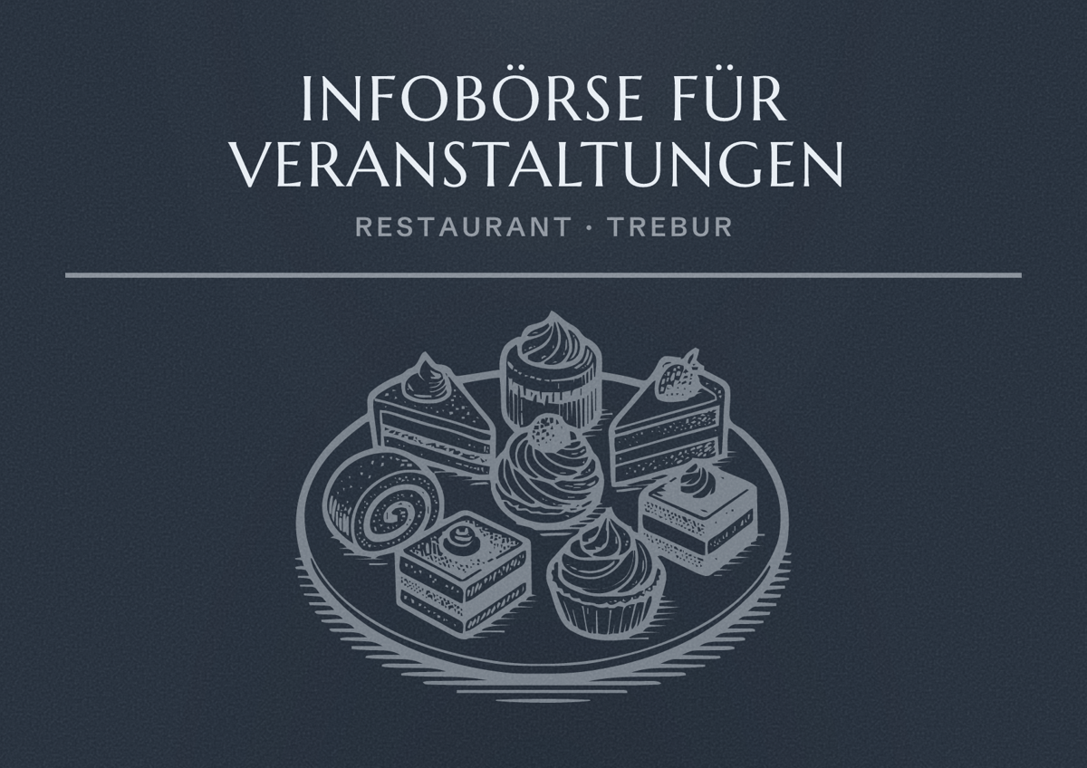 Illustriertes Poster von Infobörse für Veranstaltungen, Restaurant in Trebur